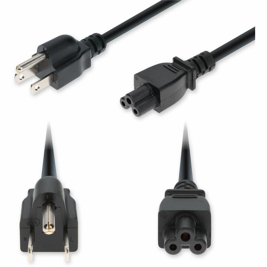 AddOn 10ft NEMA 5-15P Male to C5 Female Standard Commercial 18 AWG 125V at 10A PVC SJT (Service Junior Thermoplastic) Black Power Cable