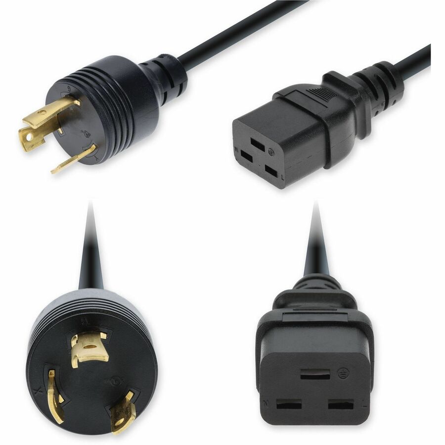 AddOn 10ft NEMA L6-30P Male to C19 Female Twist-Lock Compatible Industrial Grade 10 AWG 250V at 30A PVC SJT (Service Junior Thermoplastic) Black Power Cable