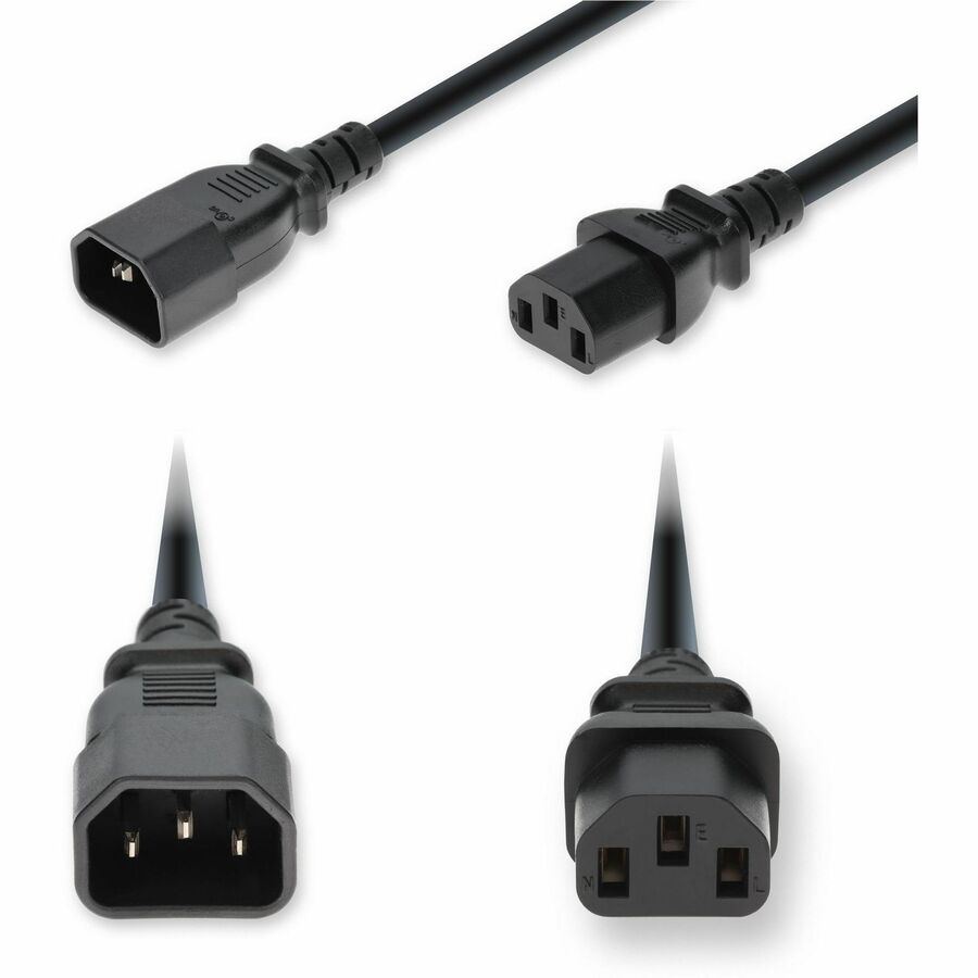AddOn 5ft C14 Male to C13 Female Standard Commercial 14 AWG 250V at 15A PVC SJT (Service Junior Thermoplastic) Black Power Cable