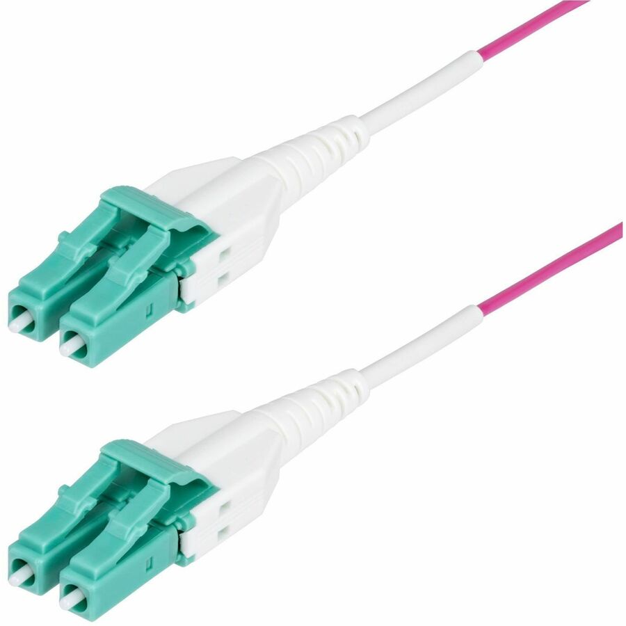 StarTech 20m (66ft) LC to LC (UPC) OM4 Multimode Fiber Optic Cable, Erika Violet, 50/125, 100G, Uniboot Fiber Jumper Cord, OFNR Riser