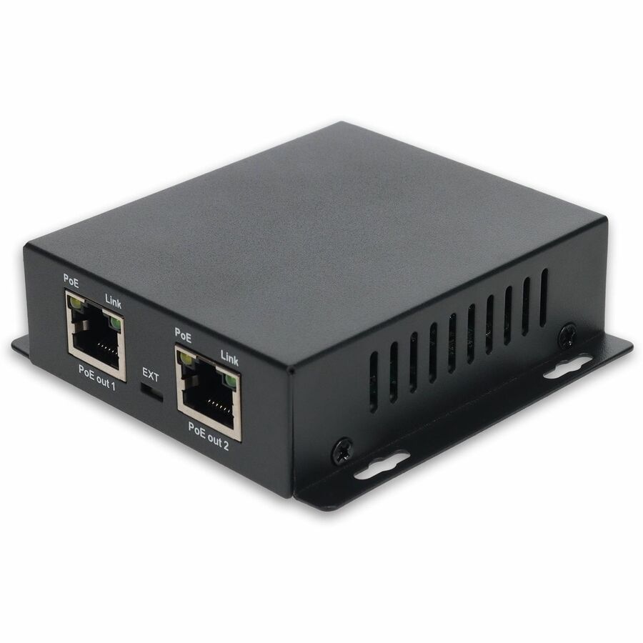 AddOn 30W Gigabit PoE Extender: 1-Port In/ 2-Port Out 10/100/1000M PoE Copper Ethernet RJ45 Extender for Cat5e or Better.