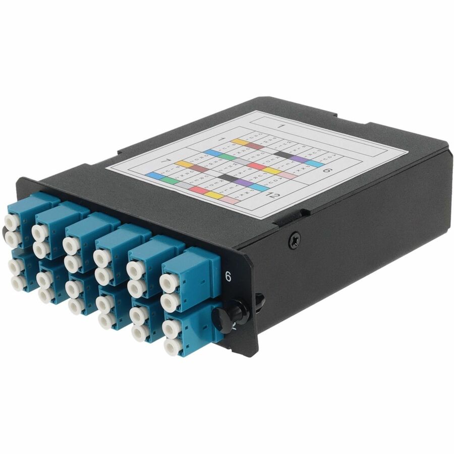 AddOn 4-Bay Cassette 24-Fiber MPO In, 12 LC Duplex Out, Single-mode Duplex OS2 - MPO Type A