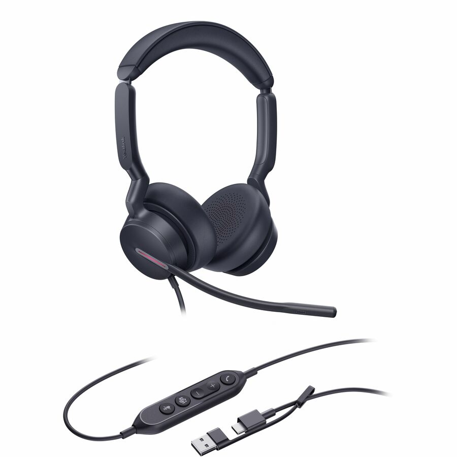 Yealink UH46 Headset - Microsoft Teams Certification - Stereo - USB Type C, USB Type A - Wired - 20 Hz to 20 kHz - Over-the-head, On-ear - Binaural - Supra-aural - 1.97 ft Cable - Noise Cancelling Microphone - Noise Canceling