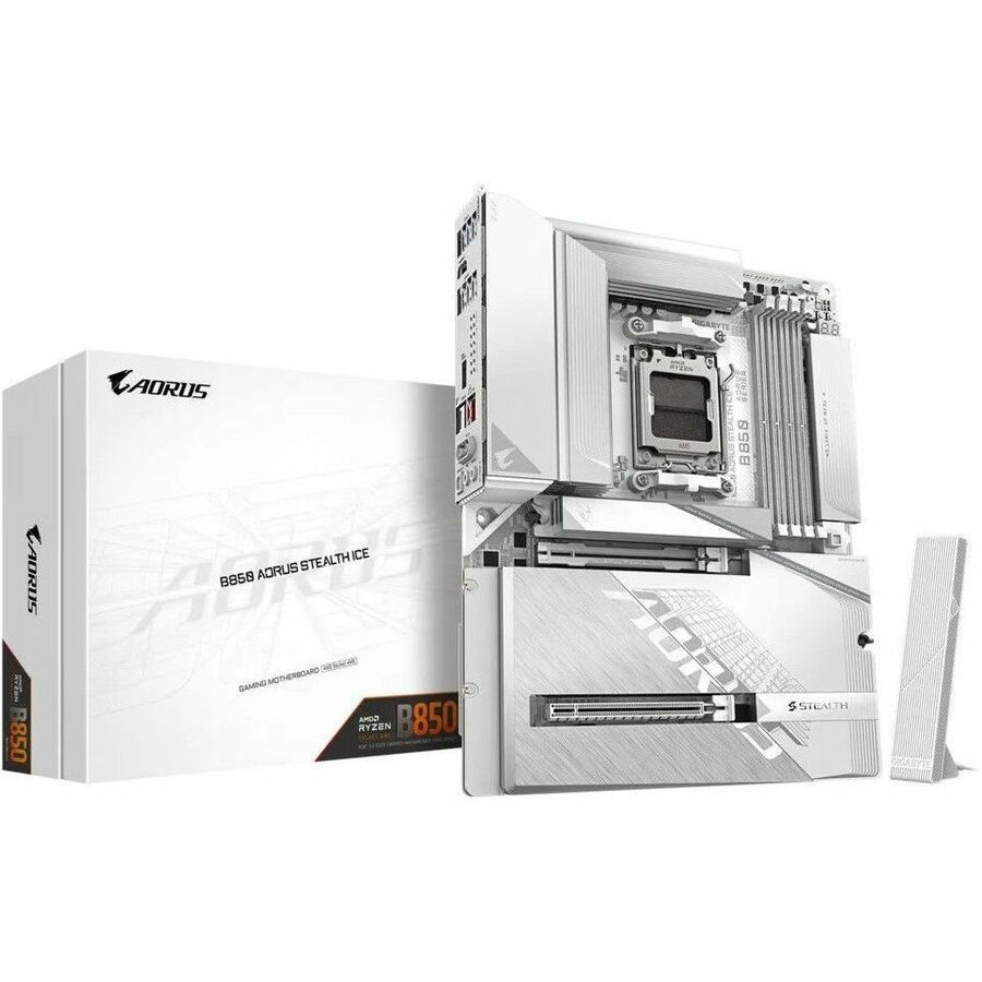 GIGABYTE STEALTH B850 AORUS STEALTH ICE Gaming Desktop Motherboard - AMD B850 Chipset - Socket AM5 - ATX