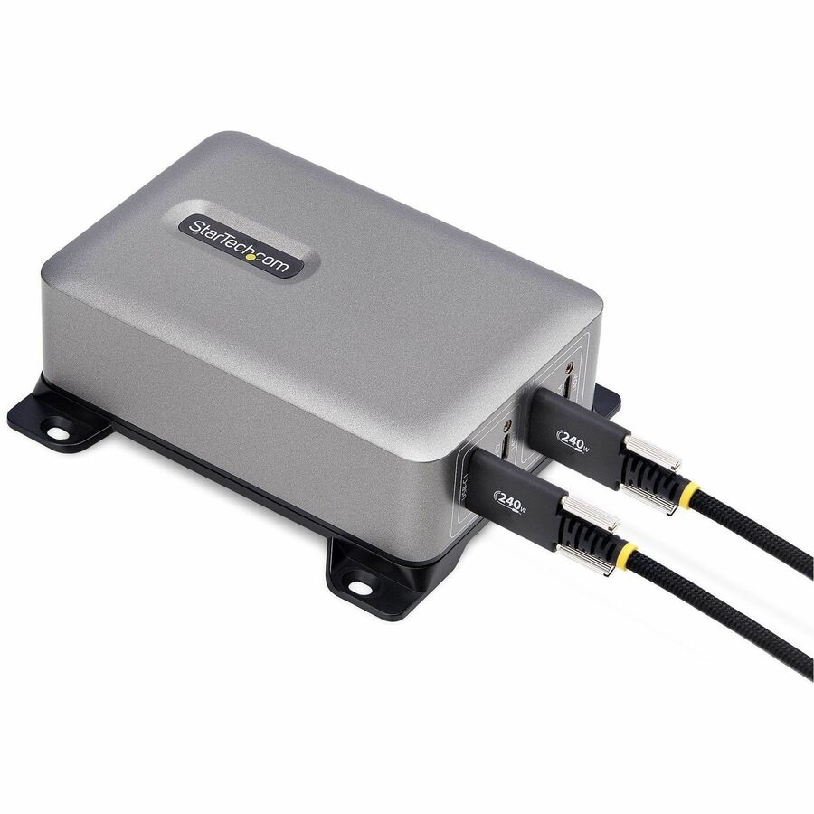 StarTech 4-Port Multi-Device USB-C Charger, 240W Total, 1-Port 140W EPR, Screw Locking Ports, Ideal for Boardrooms, 2x 10ft Cable Incl
