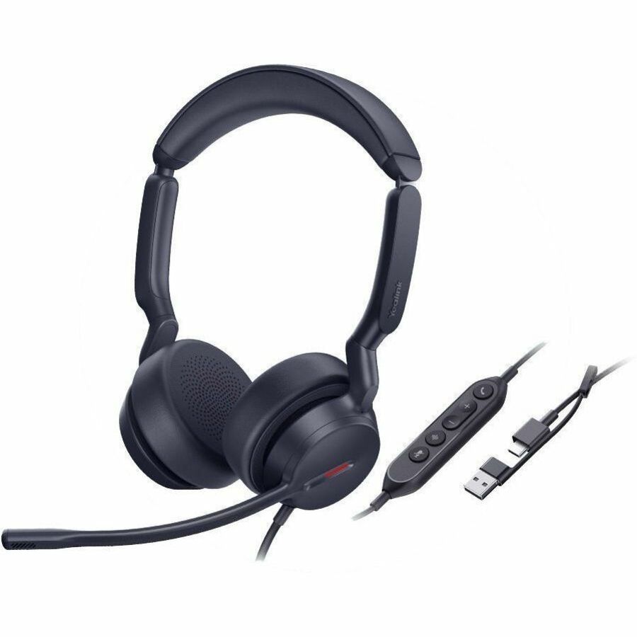 Yealink UH44 Headset - Stereo - USB Type C - Wired - 20 Hz to 20 kHz - Over-the-head, Over-the-ear - Binaural - Supra-aural - 4.92 ft Cable - Noise Cancelling Microphone - Noise Canceling