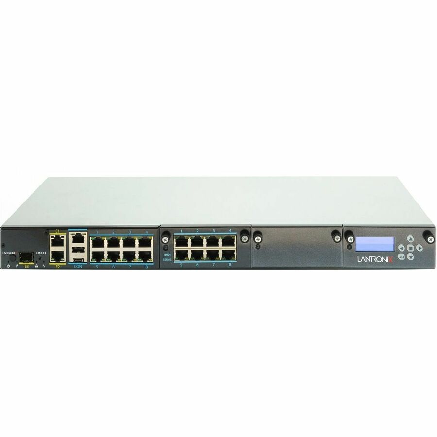 LM83X Console Server with 16 total serial ports & LCD card, dual DC power
