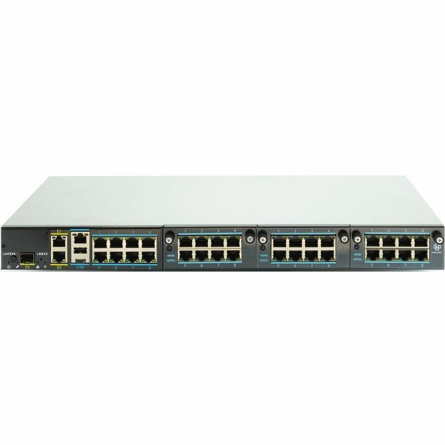 LM83X Console Server with 32 total serial ports, dual DC power