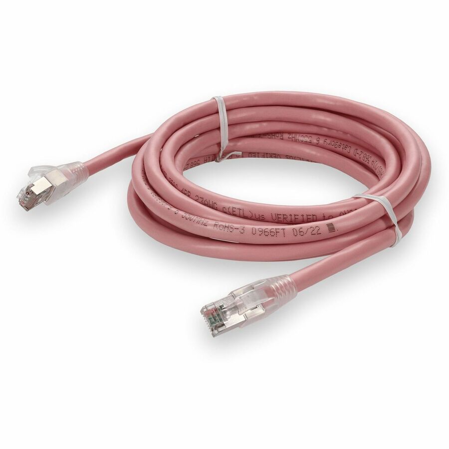 AddOn 1ft Pink CAT6 Shielded PVC Ethernet Cable Snagless Easy Clear Boot RJ-45 M/M CAT 6