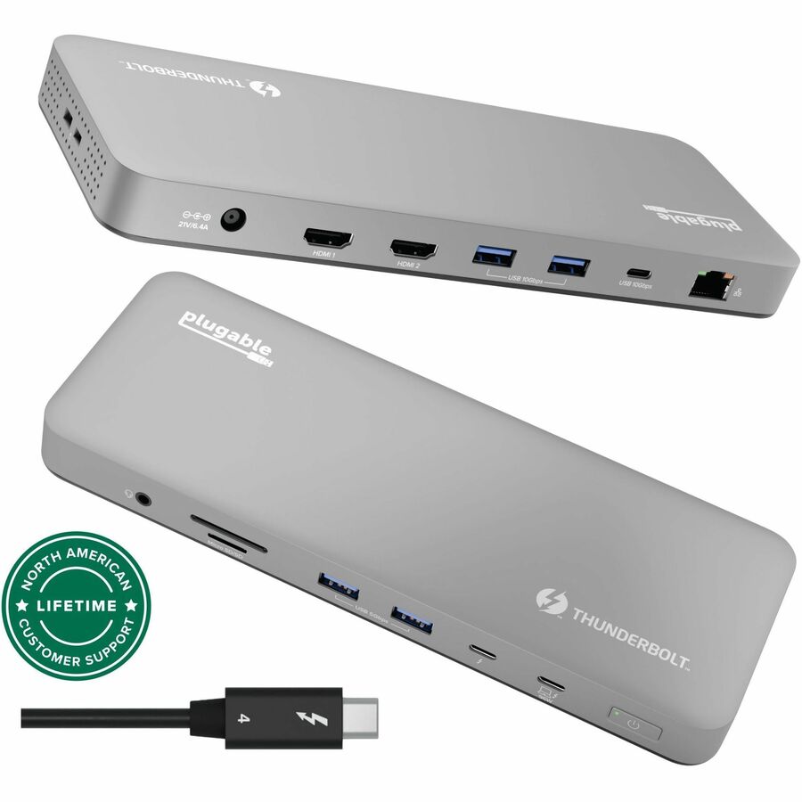 Plugable Thunderbolt 4 Dock for M4 MacBook Air & Pro: 100W Charging Driverless Laptop Docking Station