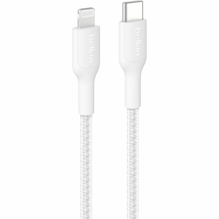 Belkin BoostCharge Pro USB-C Braided Cable with Lightning Connector, 6.6ft/2m, White