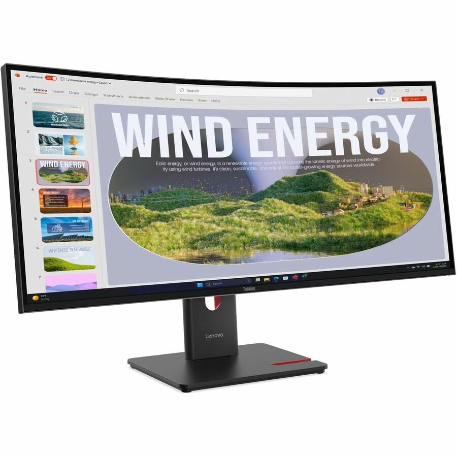 Lenovo ThinkVision P34WD-40 34" Class WQHD Curved Screen LED Monitor - 21:9 - Eclipse Black