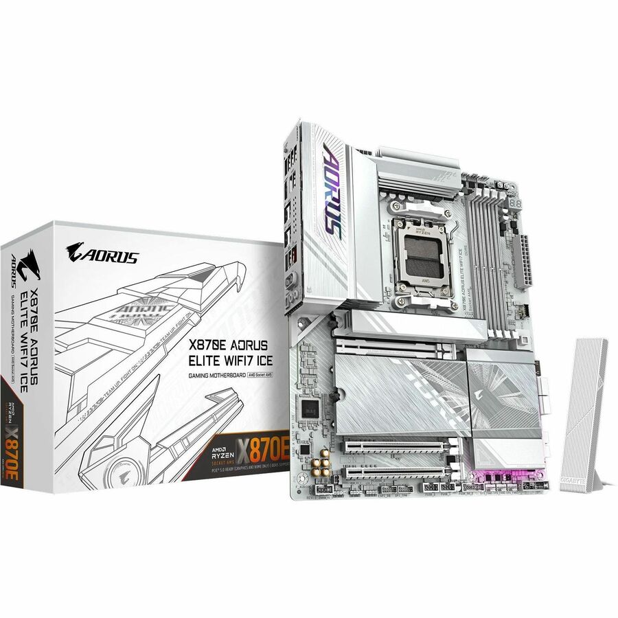Aorus Ultra Durable X870E AORUS ELITE WIFI7 ICE Gaming Desktop Motherboard - AMD X870E Chipset - Socket AM5 - ATX