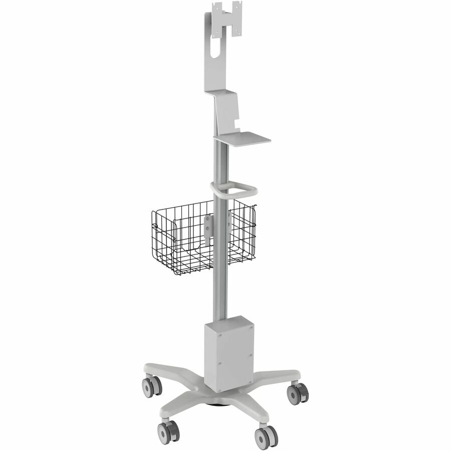 CTA Digital Medical Rolling Cart with Basket, Storage Box, and Handle Add-On Accessories