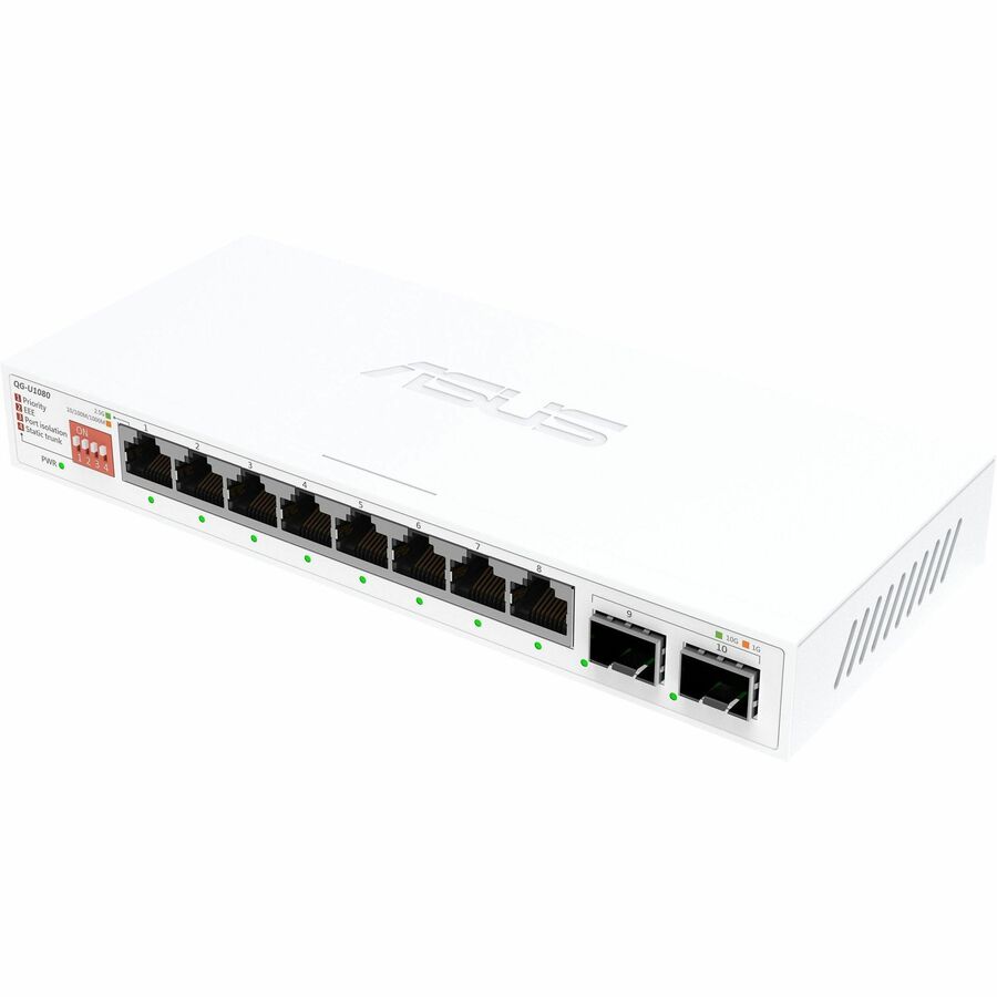 Asus QG-U1080, 8-Port 2.5G and 2-Port 10G SFP+ Unmanaged Switch, Support 4 Intelligent Modes, Home Network Hub, Office Ethernet Splitter, Plug and Play, Easy Setup, Desktop, Silent Operation - TAA compliant