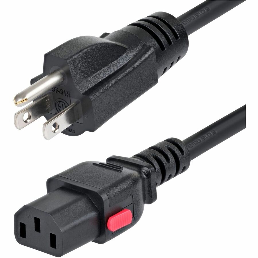 StarTech 3ft (91cm) Computer Power Cord, NEMA 5-15P to Locking C13, 125V 10A, 18AWG, Replacement AC Power Cable, ETL Listed, TAA
