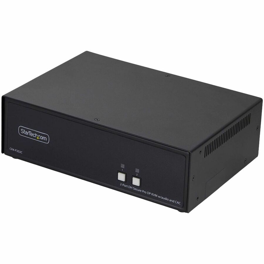 StarTech Secure 2-Port Dual-Monitor KVM Switch, DisplayPort, 4K 30Hz, NIAP 4.0, CAC, Made in the USA