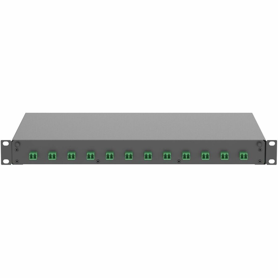 Panduit Fiber Drawer, 12 LC Duplex Adapters, APC Green