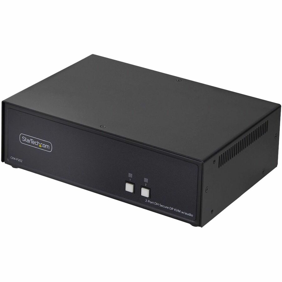 StarTech Secure 2-Port Dual-Monitor KVM Switch, DisplayPort, 4K 30Hz, NIAP 4.0, Metal Housing, Made in the USA