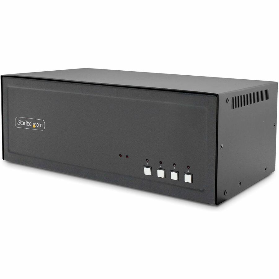 StarTech Secure 4-Port Quad-Monitor KVM Switch, DVI, NIAP 4.0, Metal Housing, CAC Port, Made in the USA