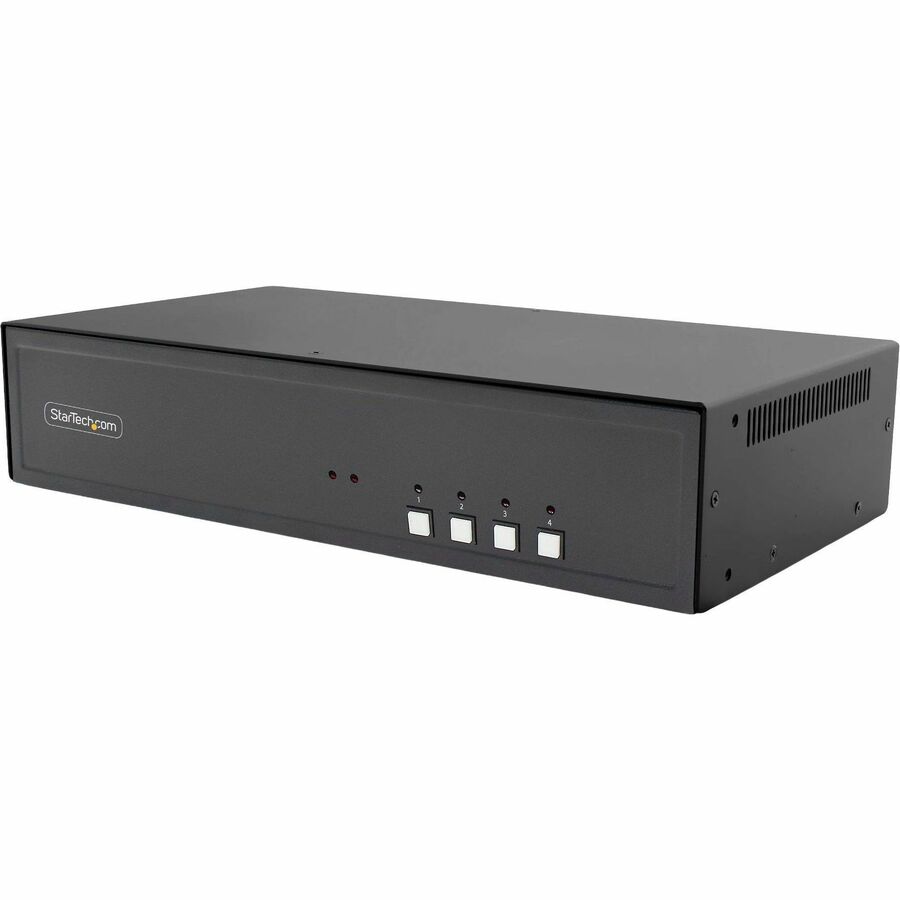 StarTech Secure 4-Port Dual-Monitor KVM Switch, DisplayPort, 4K 30Hz, NIAP 4.0, CAC, Made in the USA