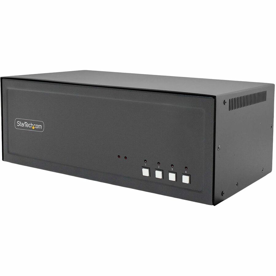 StarTech Secure 4-Port Quad-Monitor KVM Switch, HDMI / DisplayPort / DVI, 4K 60Hz, NIAP 4.0, CAC, Made in the USA