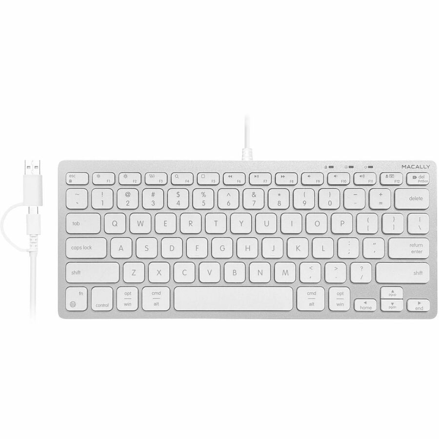 Macally Compact Mac Keyboard with Dual Plug- Space Gray