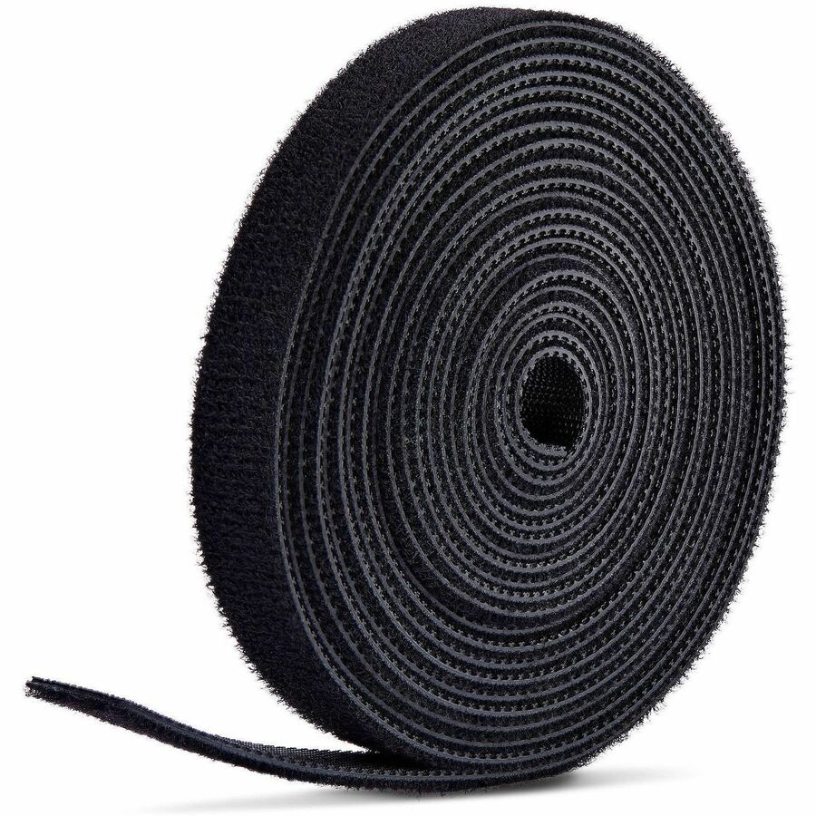 StarTech 75ft (22.8m) Hook and Loop Roll, 0.5in Wide, Black, Cut-to-Size Reusable Cable Ties, Fastener Tape, Adjustable Fabric Wraps