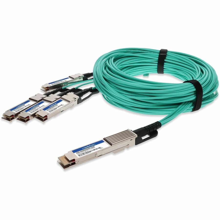 AddOn Arista Networks to NVIDIA/Mellanox Compatible TAA 400GBase-AOC QSFP-DD 400G to 4xQSFP56 100G PAM-4 Active Optical Cable (850nm, MMF, 3m)