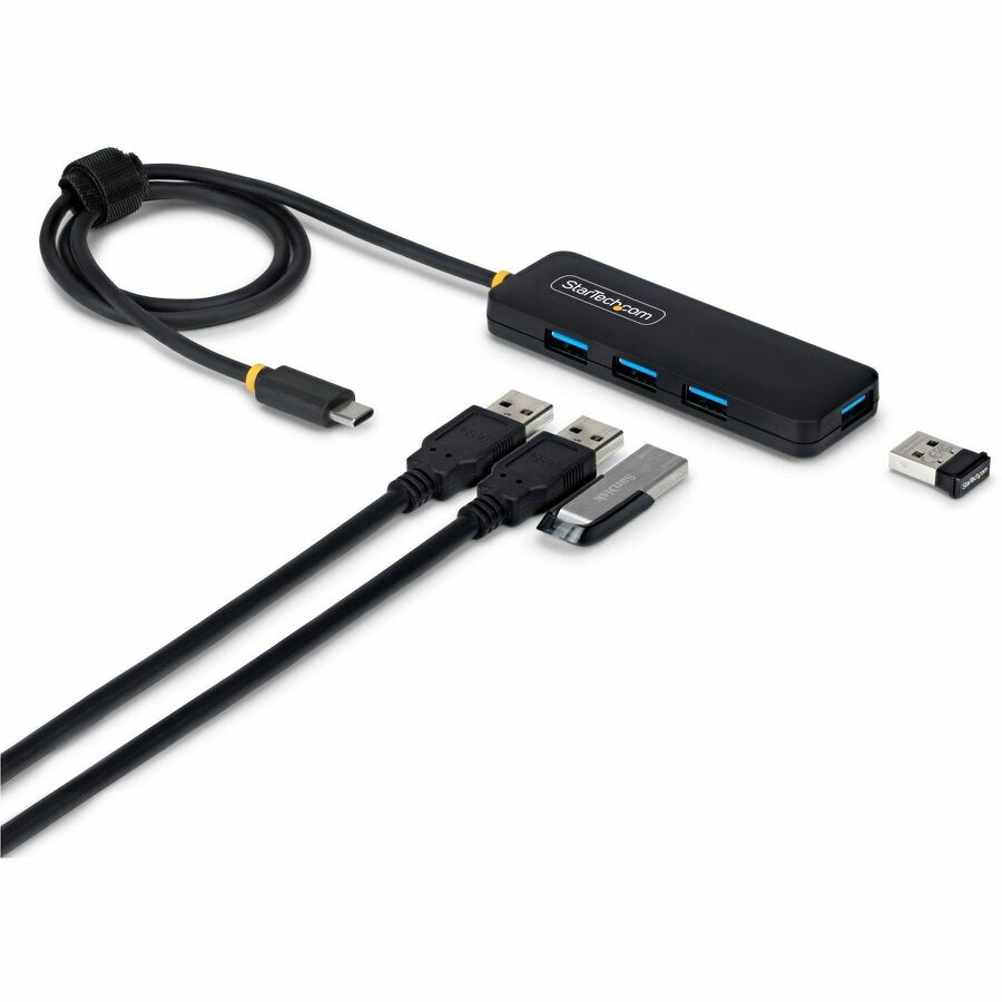 StarTech 4-Port USB-C Hub, 5Gbps, Bus Powered, USB-C to 4x USB-A Mini Hub, Extra Long 2ft/61cm Host Cable, 70% PCR Plastic Housing