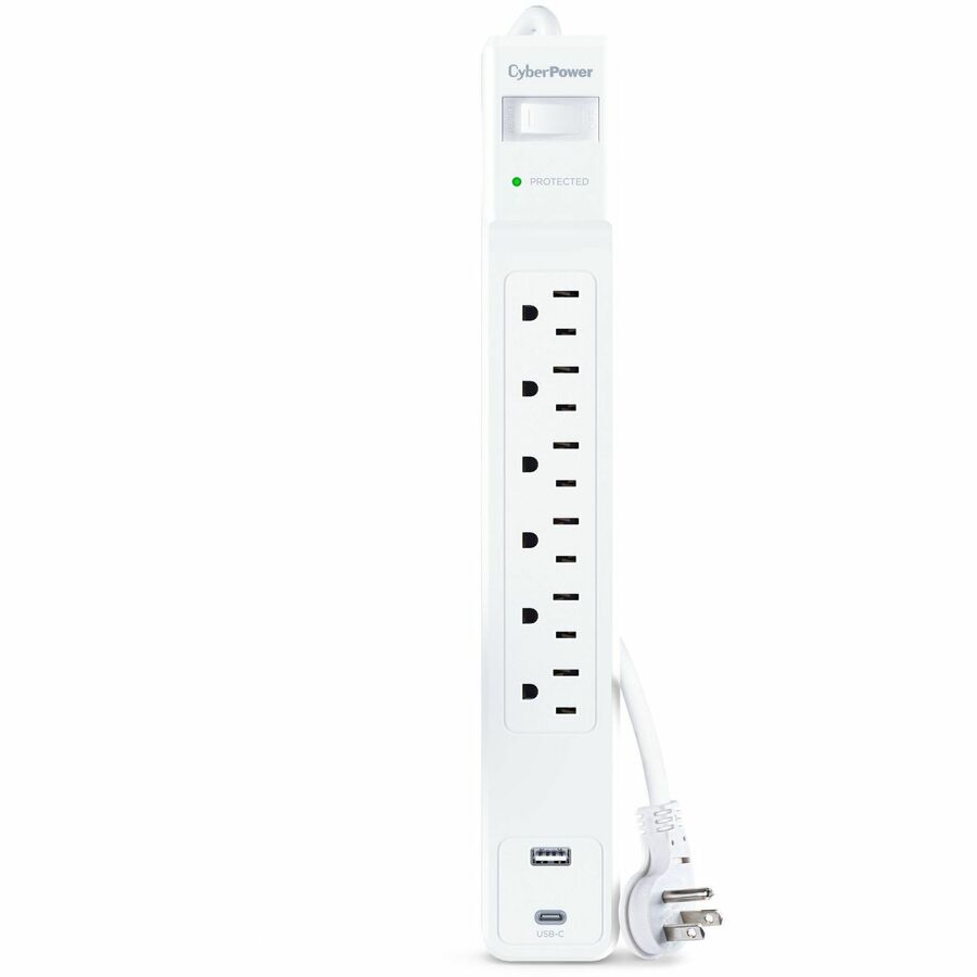 CyberPower CSP604UCW Home and Office 6 - Outlet Surge Protector with 1500 J Surge Suppression