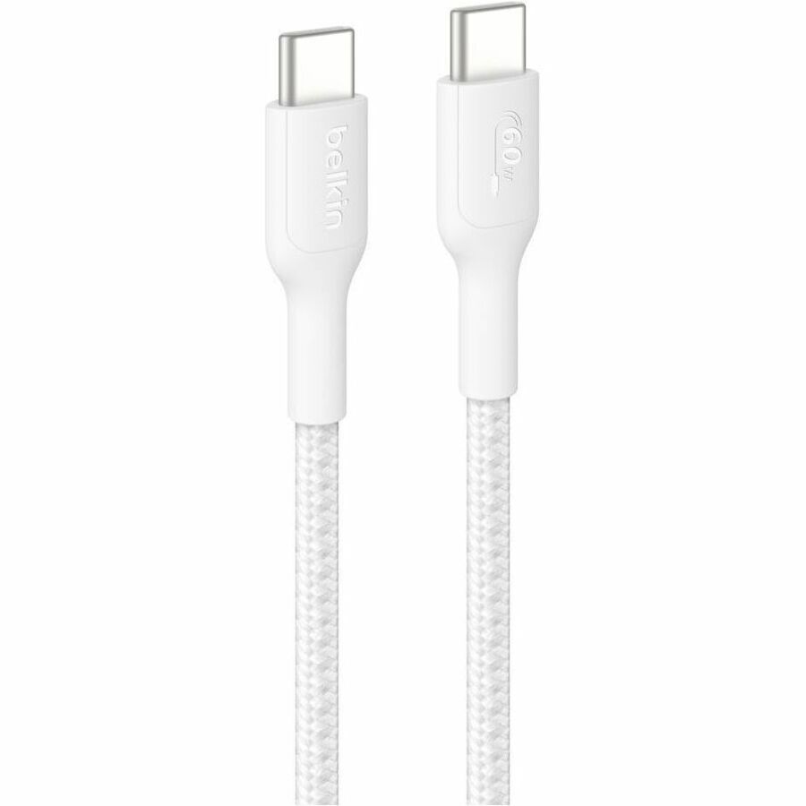 Belkin BoostCharge Pro Braided USB-C to USB-C Cable 60W, 6.6ft/2m, White