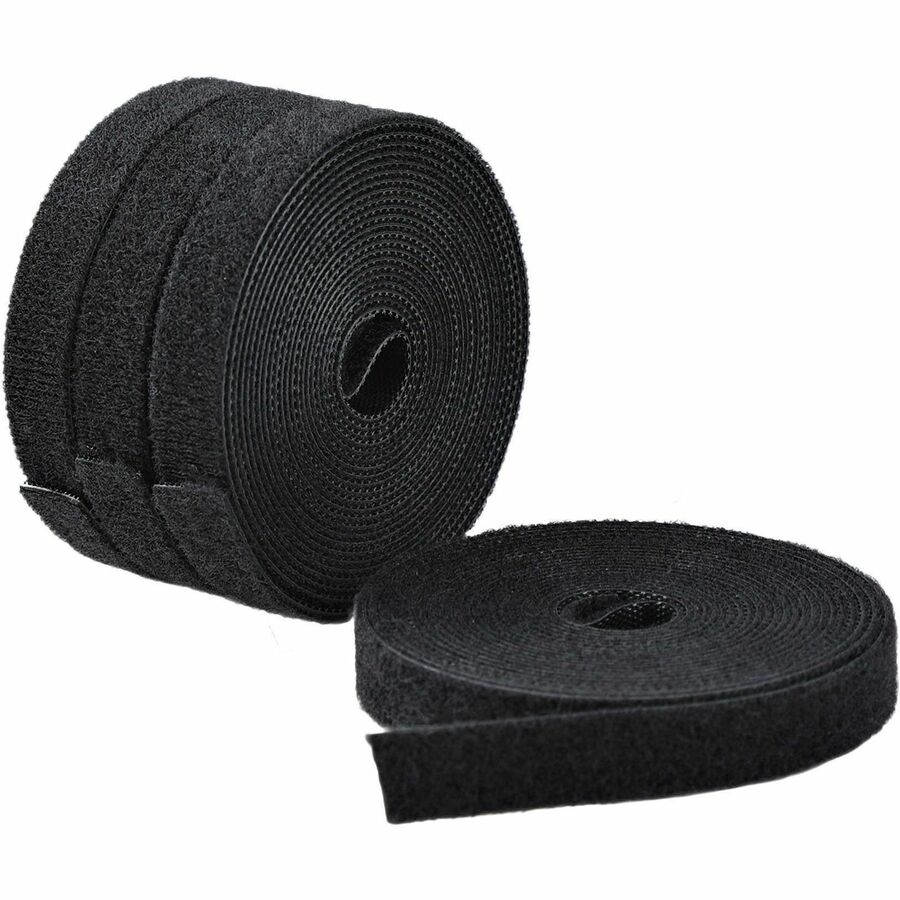 StarTech 4-pack 15ft (4.6m) Hook and Loop Roll, 0.5in Wide, Black, Cut-to-Size Reusable Cable Ties, Fastener Tape, Bulk Roll