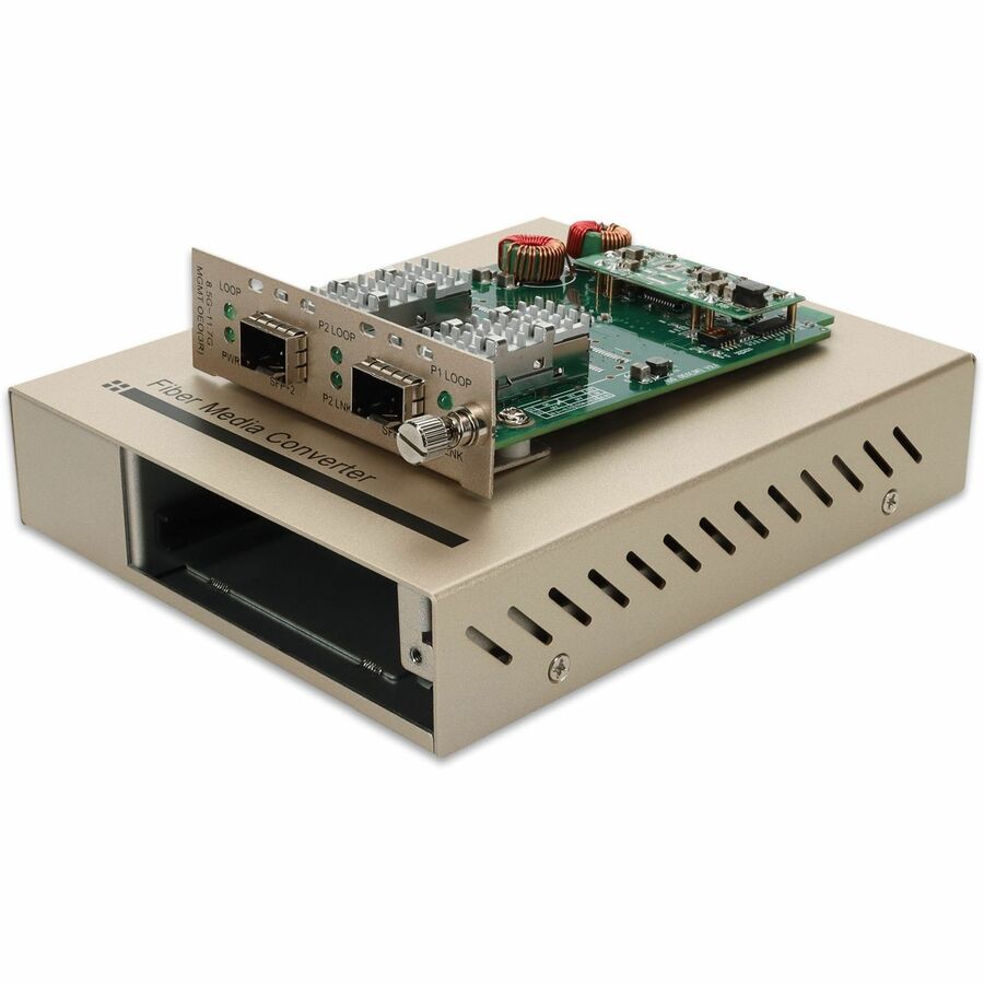 AddOn 10G OEO Converter (3R Repeater) with 2 Open SFP+ Slots Standalone Media Converter Card Kit with DC Power Supply