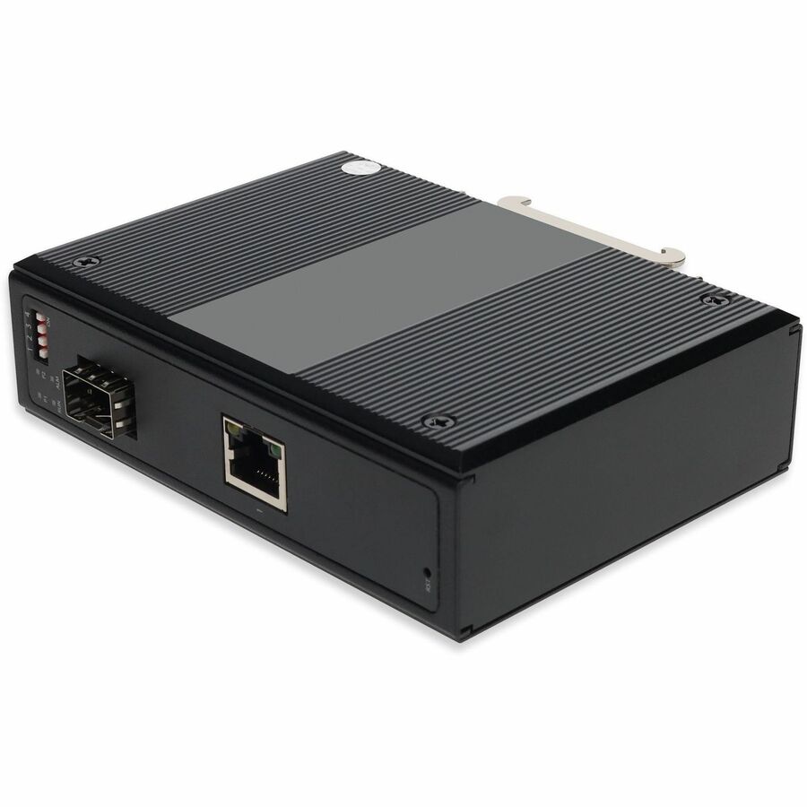 AddOn 10/100/1000Base-TX(RJ-45) to 1x Open SFP Port Managed Industrial Media Converter Switch