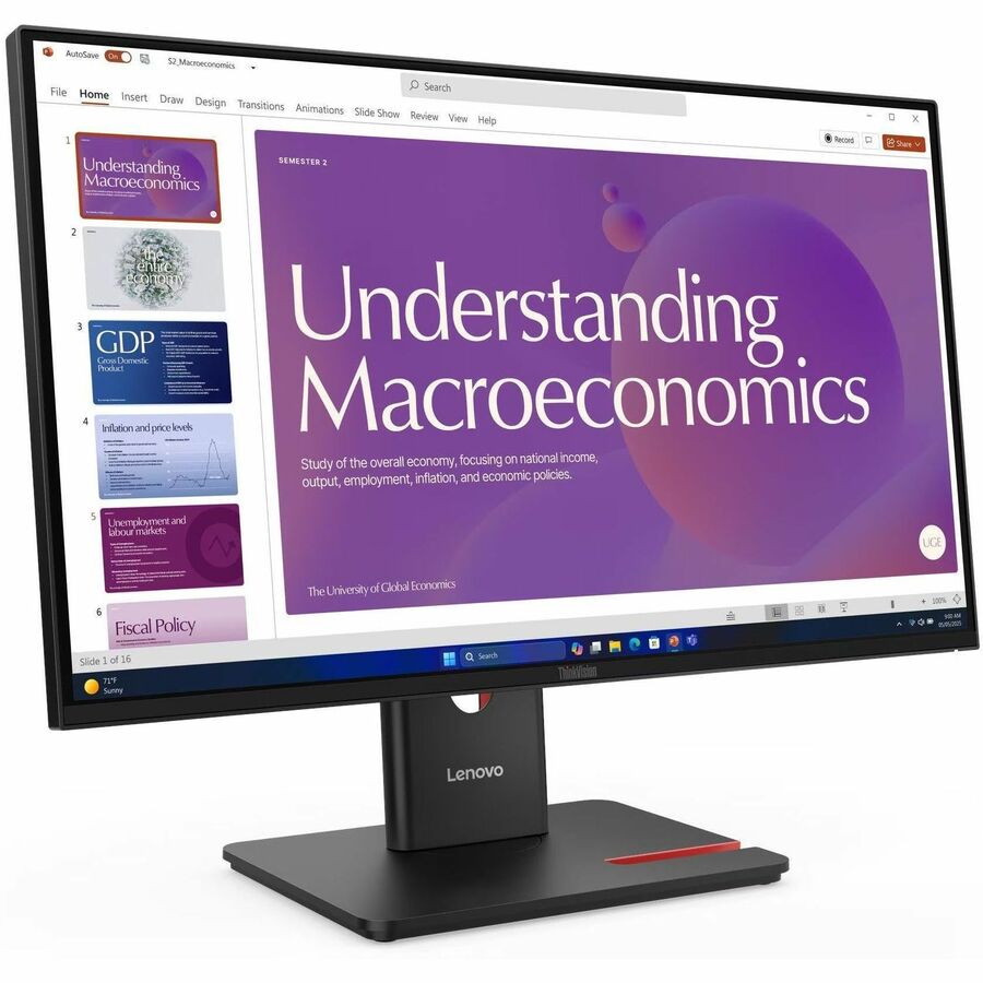 Lenovo ThinkVision T24D-40 24" Class Full HD LED Monitor - 16:9 - Eclipse Black