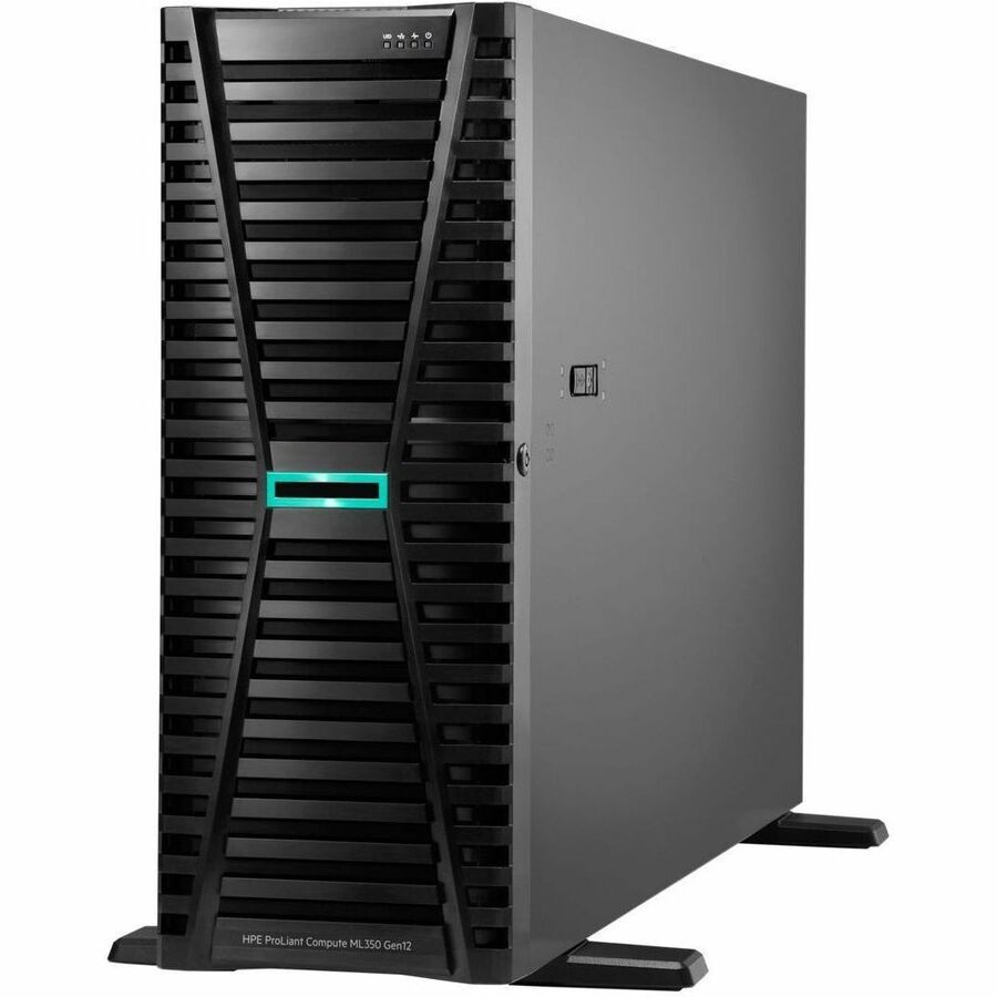 HPE ProLiant ML350 Gen12 4U Tower Server - 1 x Intel Xeon 6505P 2 GHz - 64 GB RAM - 960 GB SSD - (2 x 480GB) SSD Configuration - Serial ATA/600, 12Gb/s SAS, NVMe Controller