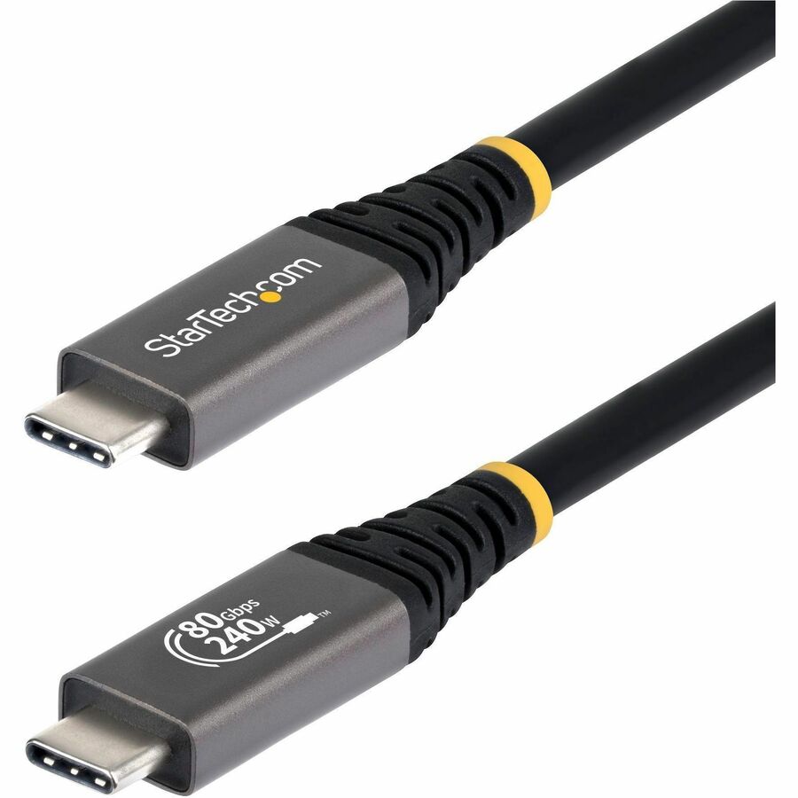 StarTech 3ft (91cm) USB4 Cable, 80Gbps, USB-IF Certified USB-C Cable, 240W, 8K 120Hz/4K 240Hz DP2.1, Thunderbolt 4 Compatible, Black
