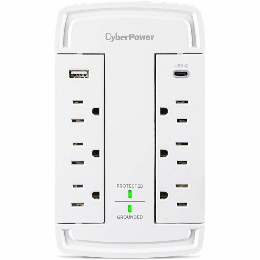 CyberPower CSP6WSUC Home and Office 6 - Outlet Surge Protector with 2400 J Surge Suppression