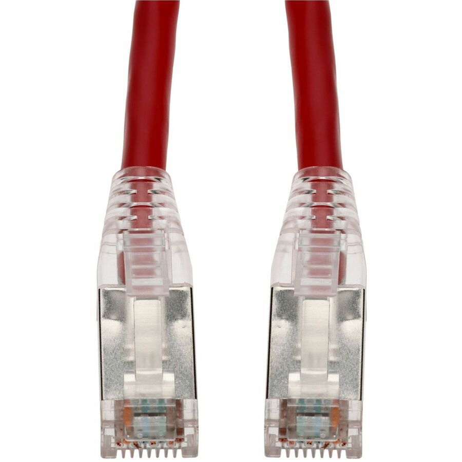 AddOn 60ft Red CAT 6 Shielded (STP) PVC Ethernet Cable Snagless Easy Clear Boot TAA RJ-45 M/M
