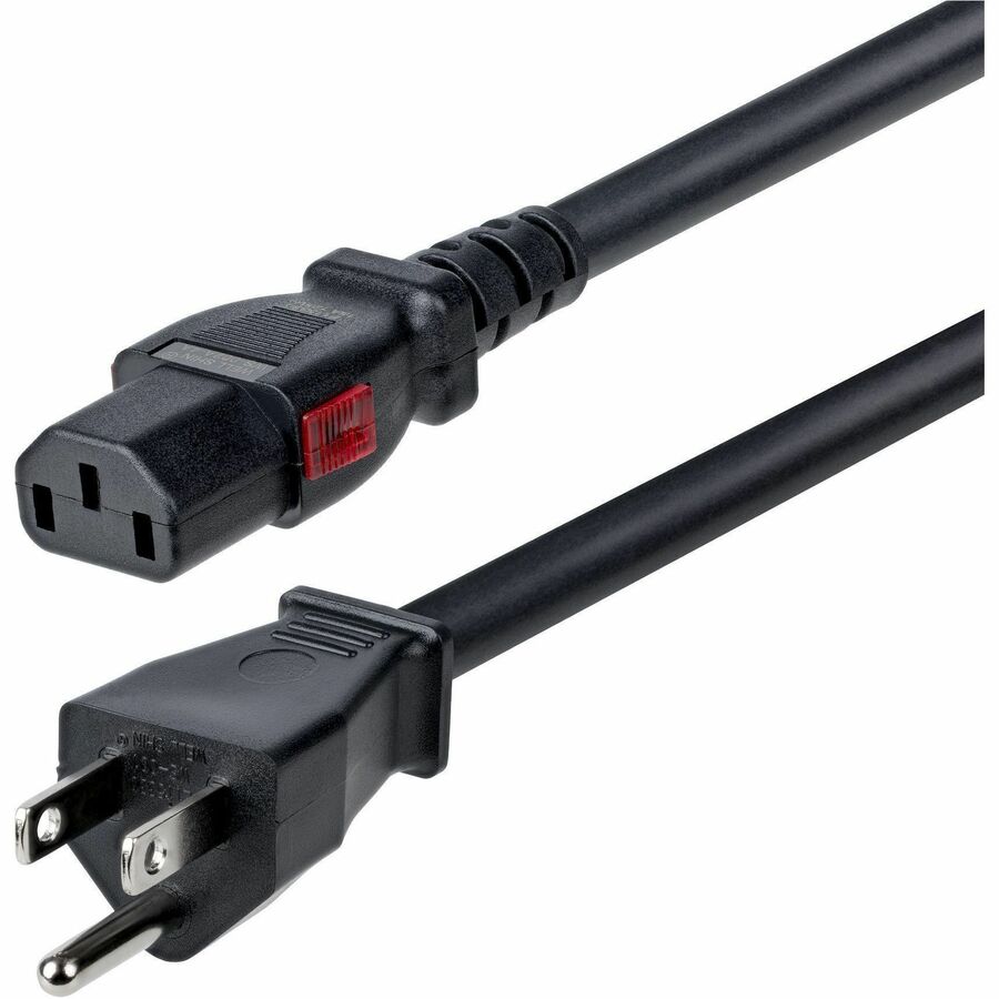 StarTech 6.6ft (2m) Heavy Duty Power Cord, NEMA 5-15P to Locking C13, 125V 15A, 14AWG, Replacement AC Power Cable, UL Listed, TAA