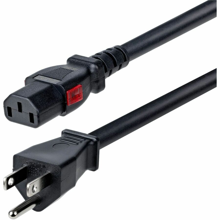 StarTech 10ft (3m) Heavy Duty Power Cord, NEMA 5-15P to Locking C13, 125V 15A, 14AWG, Replacement AC Power Cable, UL Listed, TAA