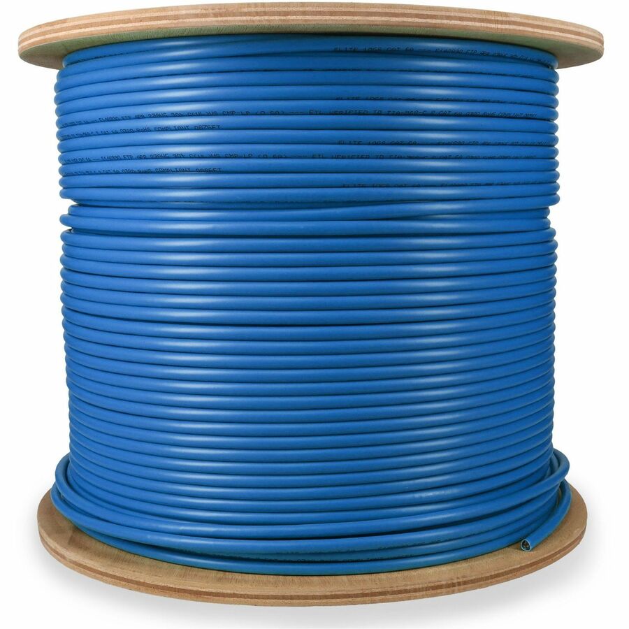 AddOn 1000ft Non-Terminated Blue CAT 6A Shielded Plenum-Rated Solid Bulk Cable