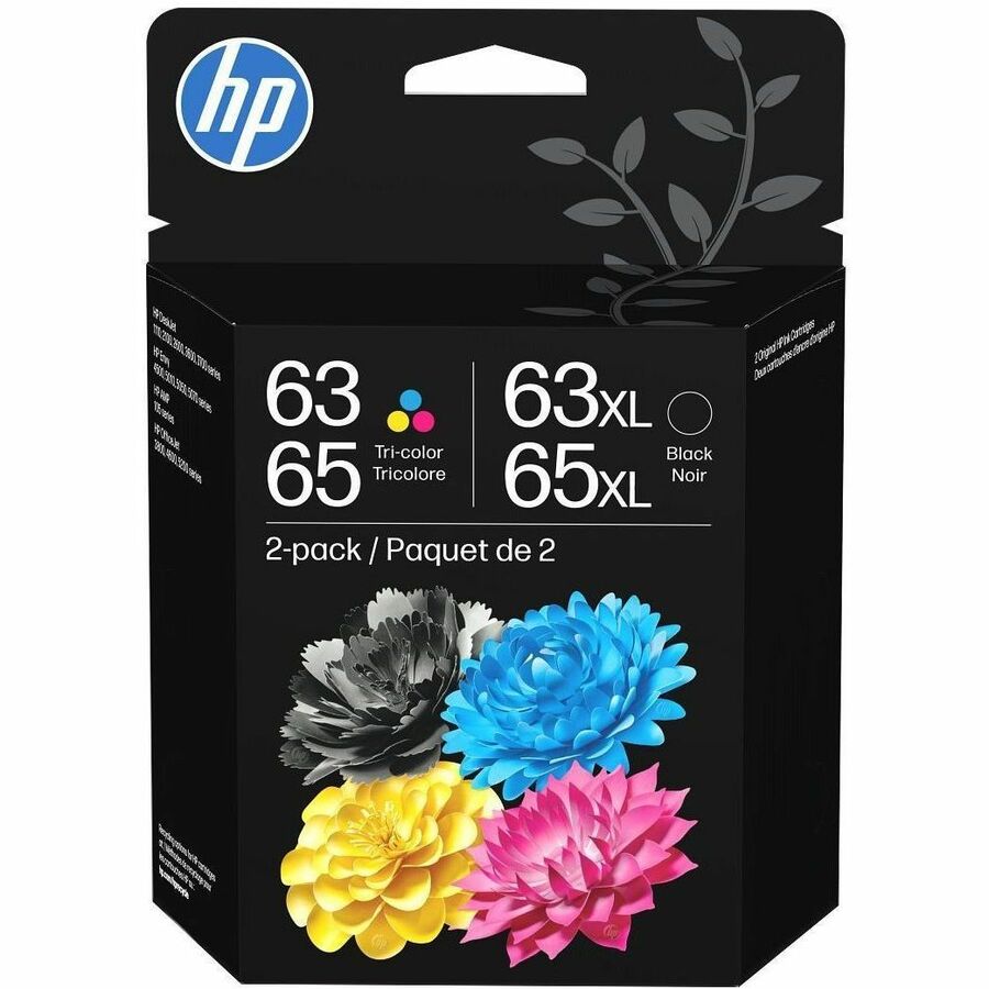 HP 63/65 Original High (XL) Yield Inkjet Ink Cartridge - Combo Pack - Black, Tri-color - 2 Pack