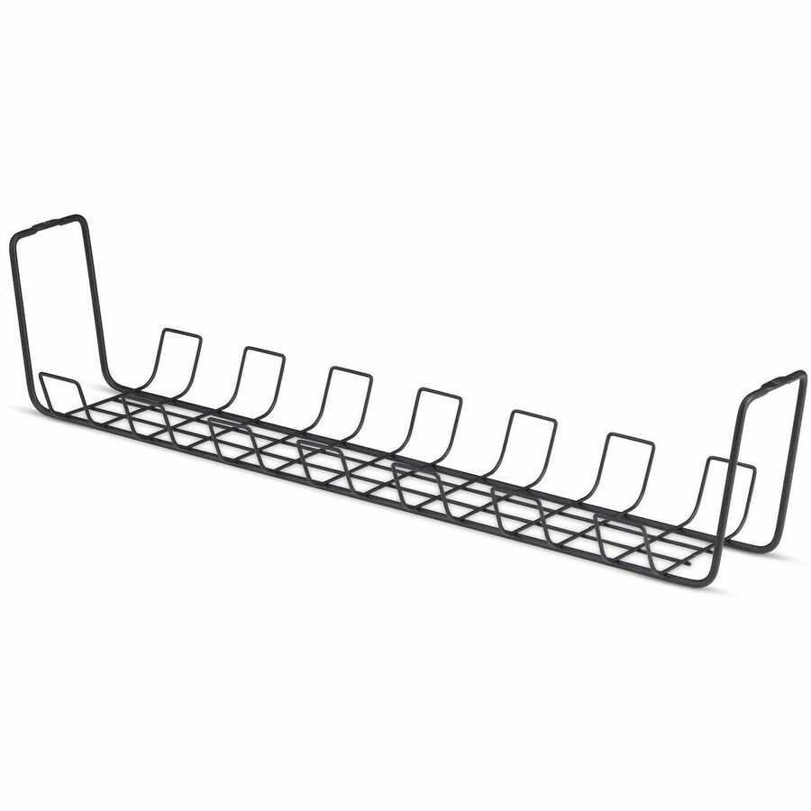 StarTech Under Desk Cable Management Tray, 24" Long, Basket Style, Screw-On Installation, Metal, Black, TAA-Compliant