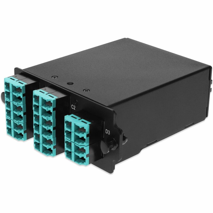 AddOn HDM Breakout Cassette 4x MPO-8 to 32x LC/PC Multimode delivers high-density base-8 MPO to LC/PC breakout connectivity within HDM rackmount systems