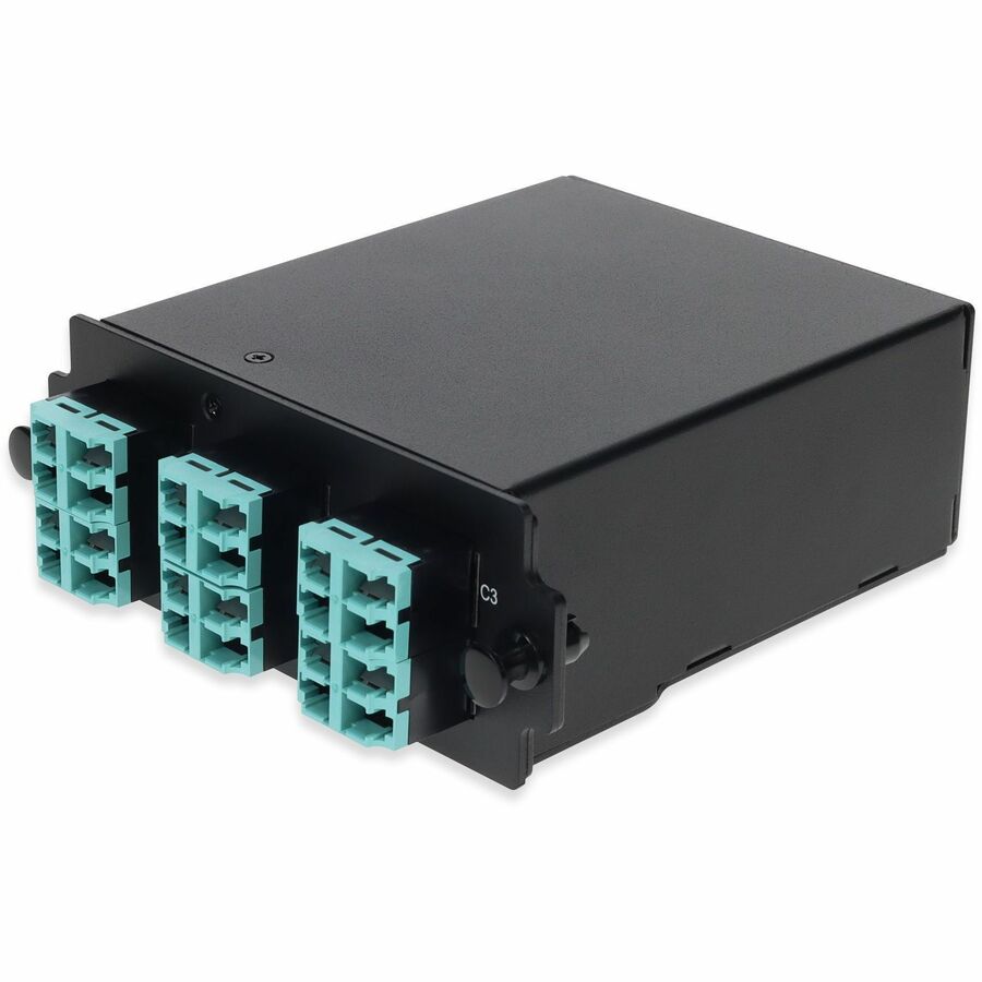 AddOn HDM Breakout Cassette 3x MPO-8 to 24x LC/PC Multimode provides high-density base-8 MPO to LC/PC breakout connectivity within HDM rackmount systems