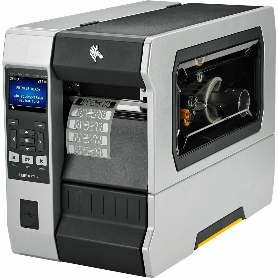 Zebra ZT610 Industrial, Manufacturing, Retail, Transportation & Logistic, Healthcare, Business Thermal Transfer Printer - Monochrome - Label Print - Gigabit Ethernet - USB - USB Host - Serial - Bluetooth 4.0 - IEEE 802.11ac Wireless LAN - RFID - US - With Cutter