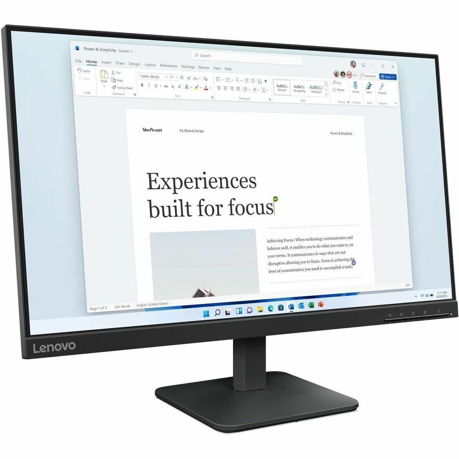 Lenovo L24-4e 24" Class Full HD LED Monitor - 16:9 - Raven Black