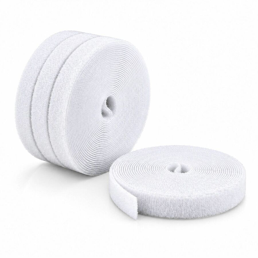 StarTech 4-pack 15ft (4.6m) Hook and Loop Roll, 0.5in Wide, White, Cut-to-Size Reusable Cable Ties, Fastener Tape, Bulk Roll